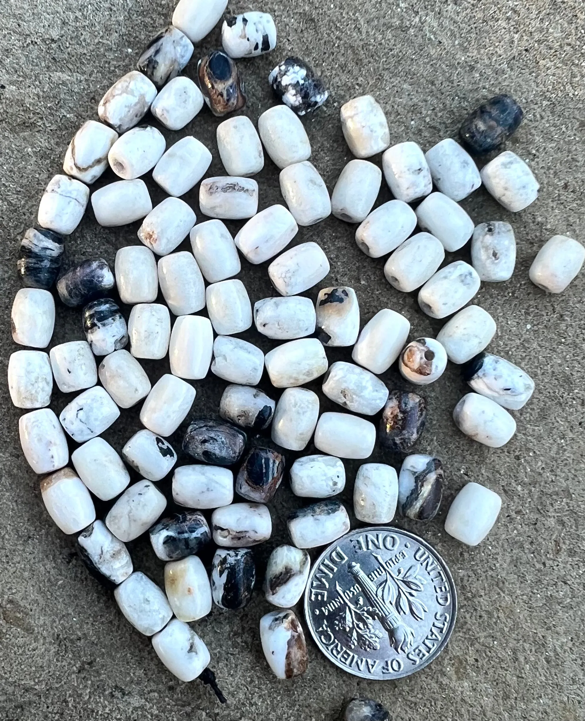 RARE High Quality White Buffalo 5x7mm Barrel Beads, (Package of 5 beads)