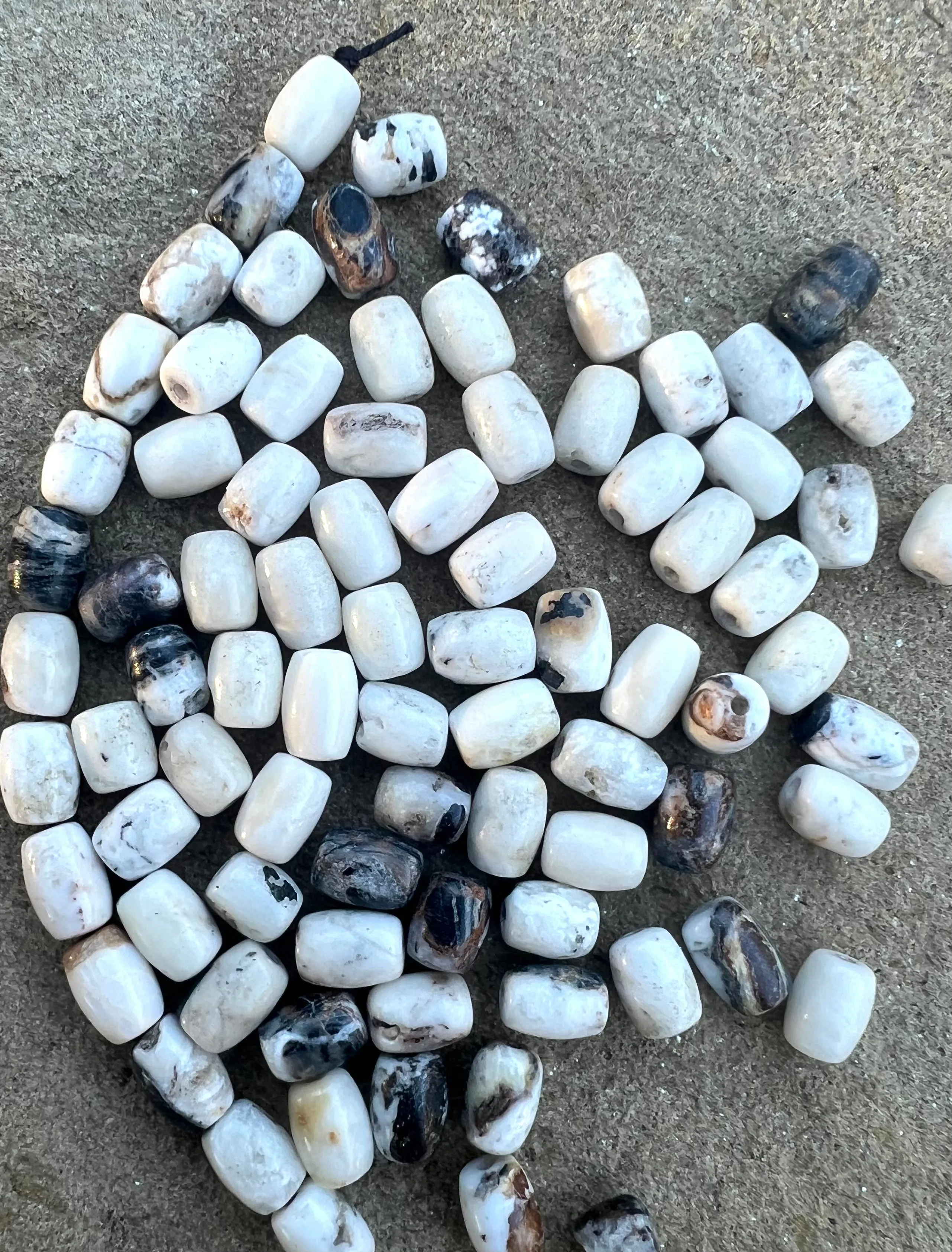 RARE High Quality White Buffalo 5x7mm Barrel Beads, (Package of 5 beads)