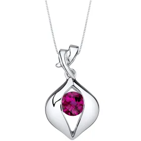 Ruby Pendant Sterling Silver Round Shape 1.25 Carats