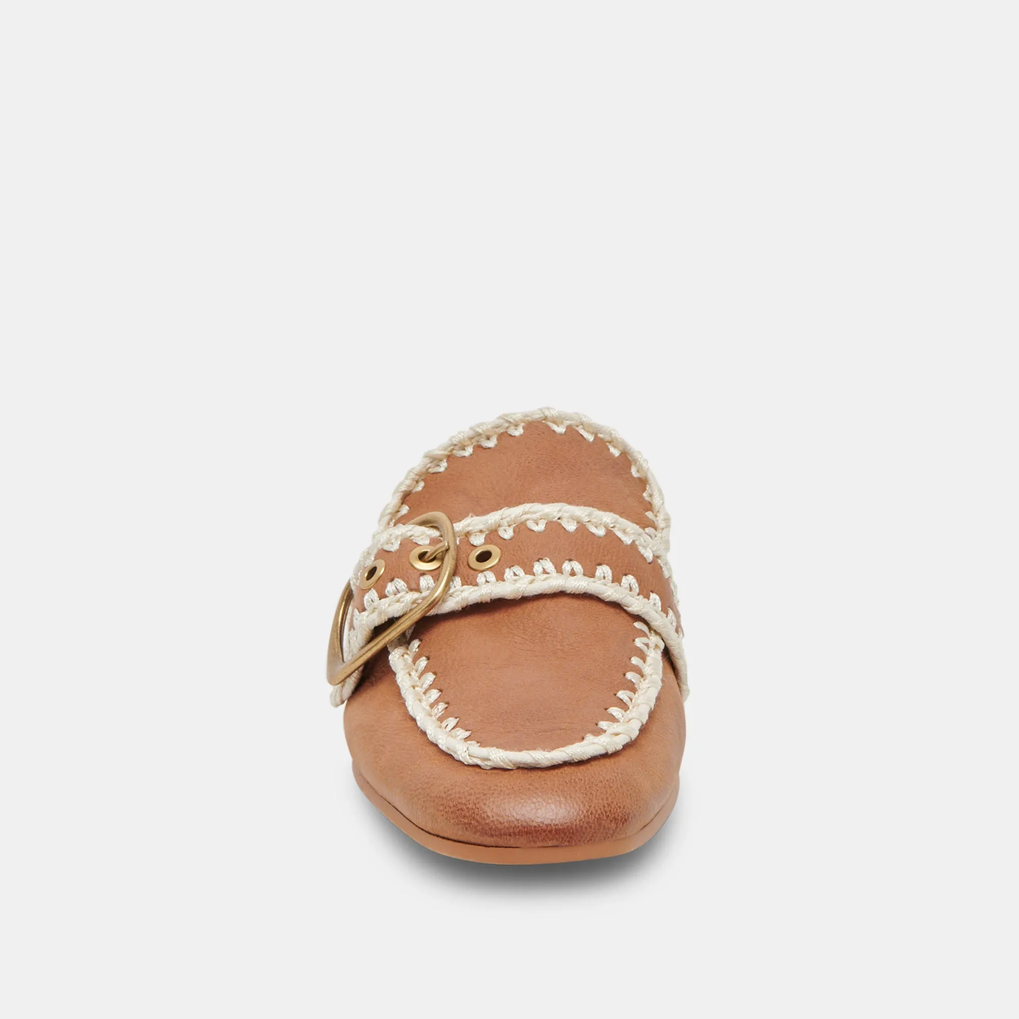 SANTEL STITCH FLATS TAN LEATHER