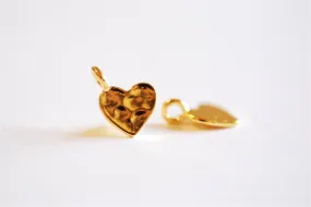 Shiny Vermeil Wholesale Gold Hammered Heart Charm- 18k gold plated Sterling Silver Heart Charm Pendant, Gold Heart, Stamping Heart, Dangle Heart, 121