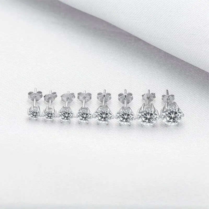 Six Claws Round Cut Diamond Stud Earrings