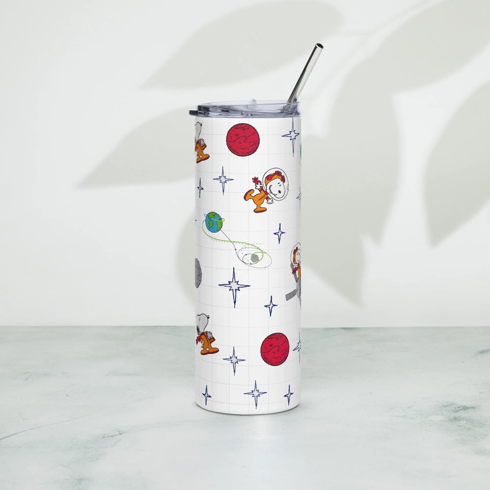 Snoopy Planets Pattern Skinny Tumbler