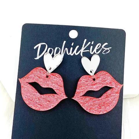 Sparkly Saffiano Smooches Earrings - Pink