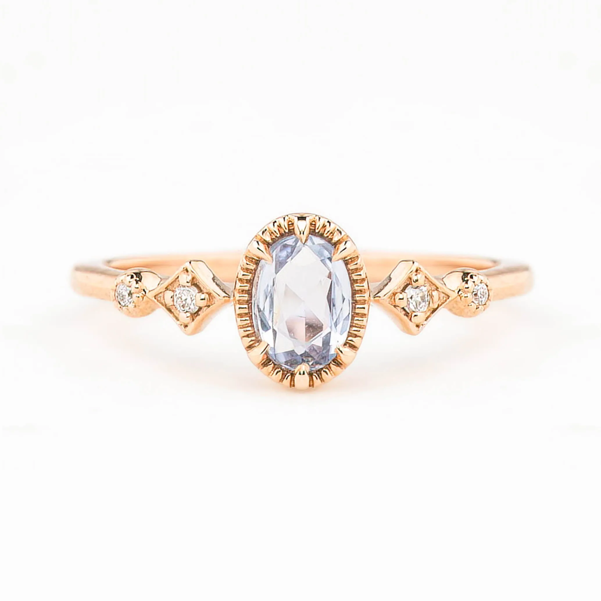 Stella Ring 6x4mm 0.4ct Unheated Blue Sapphire, 14k Rose Gold