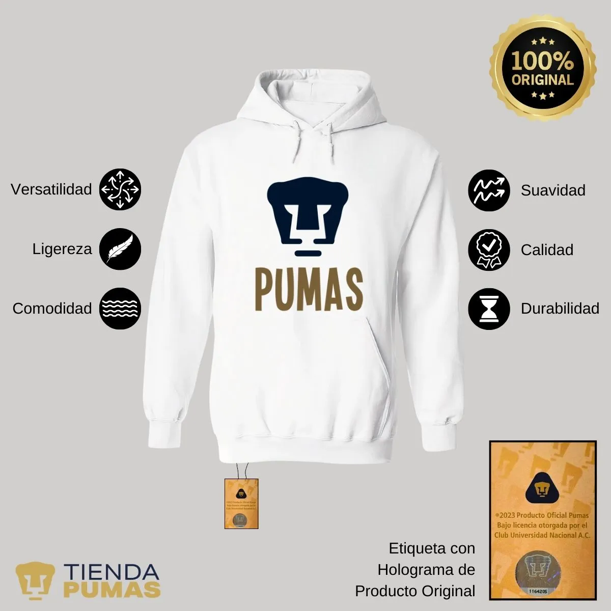 Sudadera Hombre Hoodie Pumas UNAM Logo Pumas