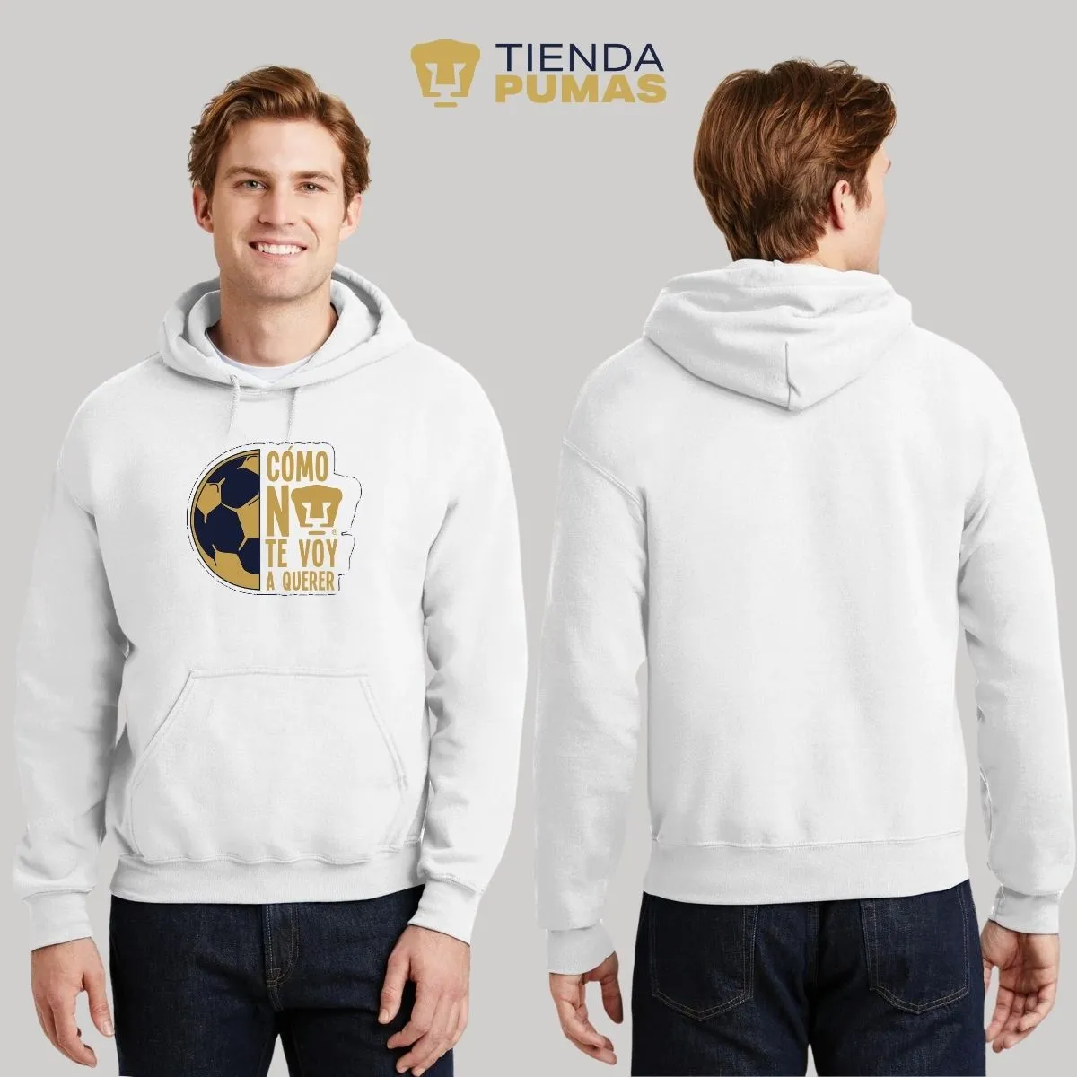 Sudadera Hombre Hoodie Pumas UNAM Medio Balón