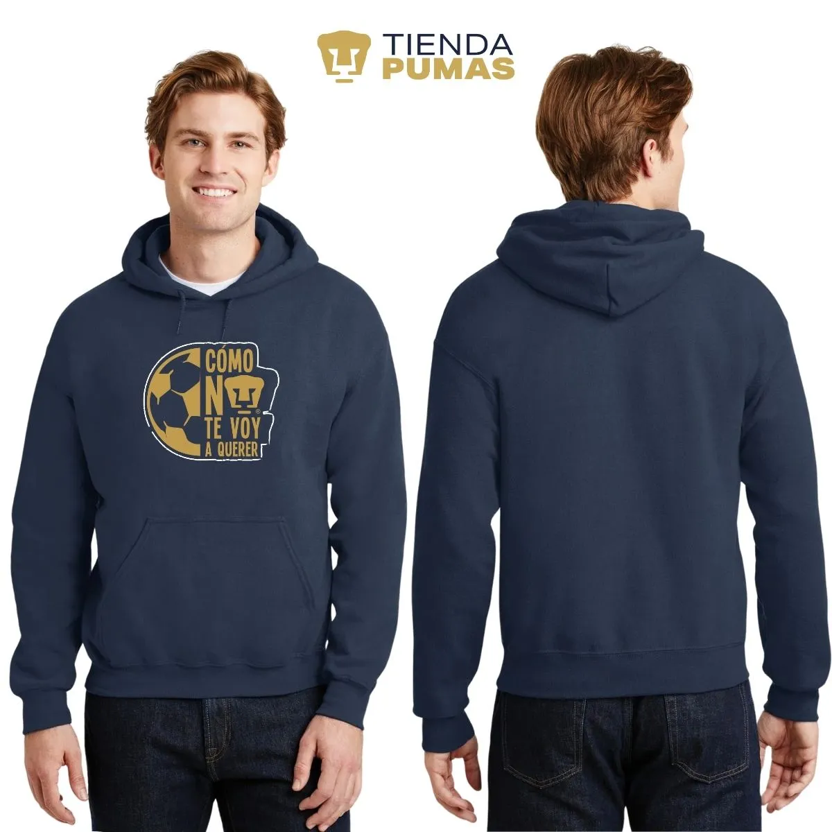 Sudadera Hombre Hoodie Pumas UNAM Medio Balón