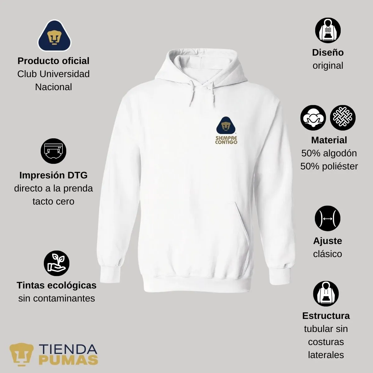 Sudadera para Hombre Hoodie Pumas UNAM Contigo