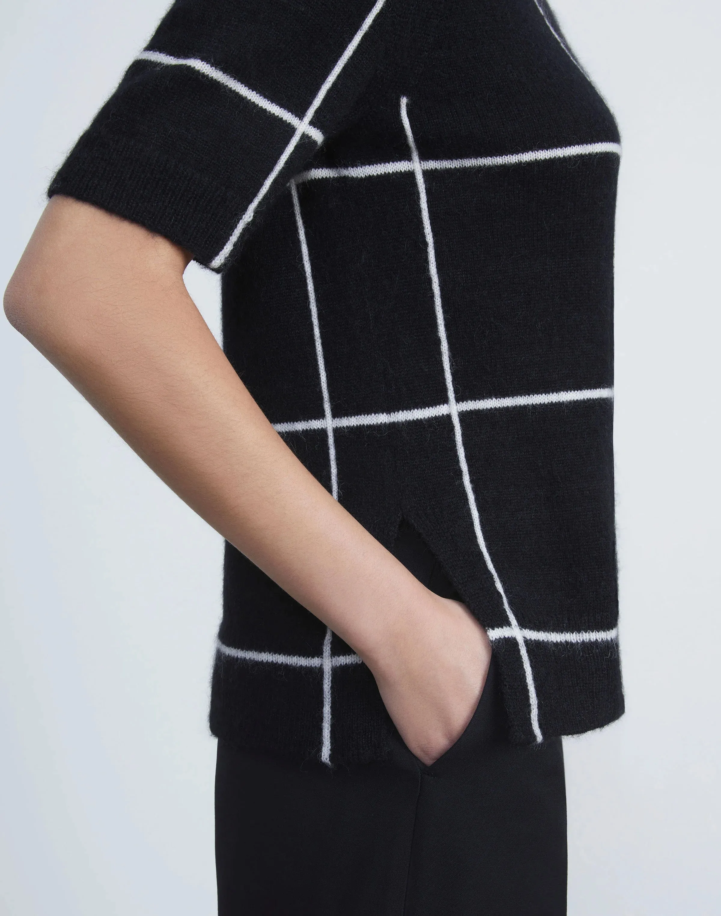 TILE GRID CASHMERE INTARSIA SWEATER