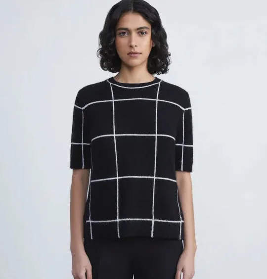 TILE GRID CASHMERE INTARSIA SWEATER