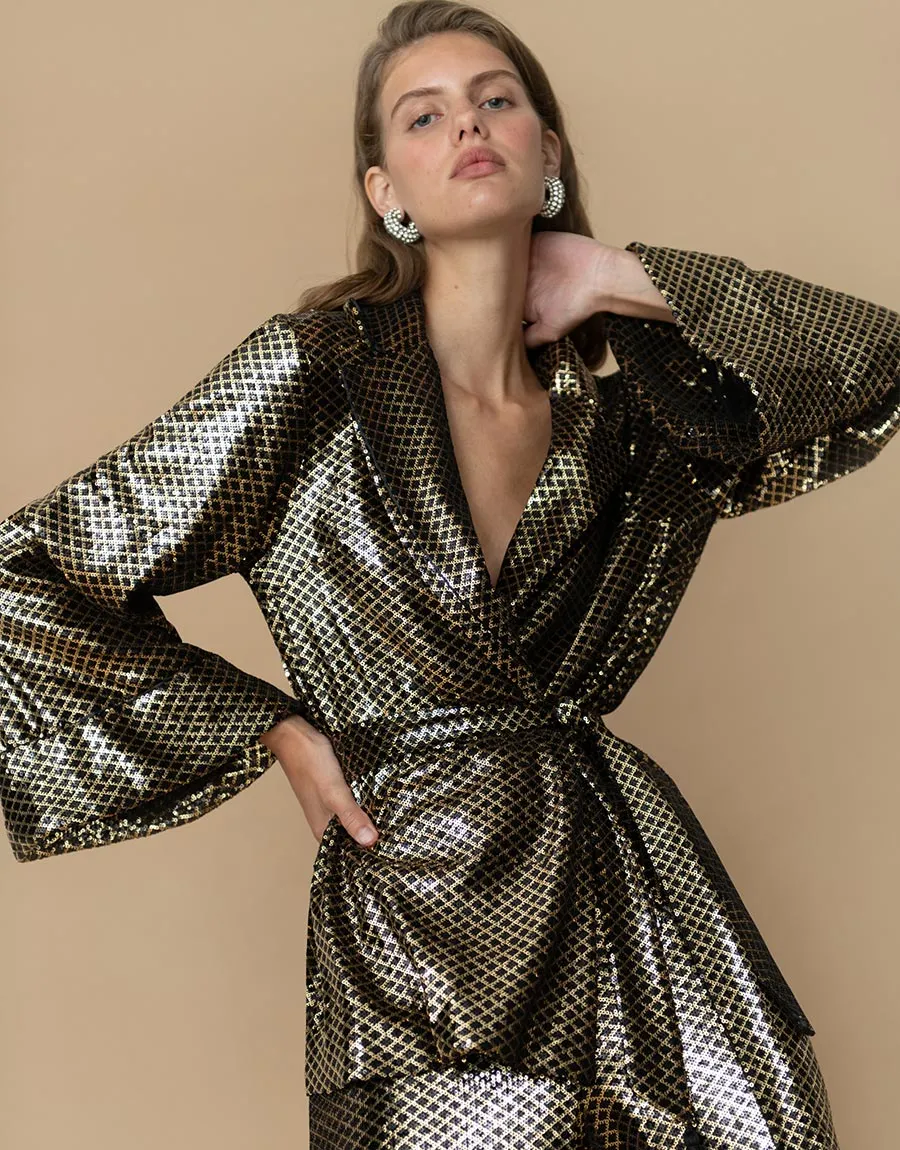 Una Sequin Jacket - Gold/Black