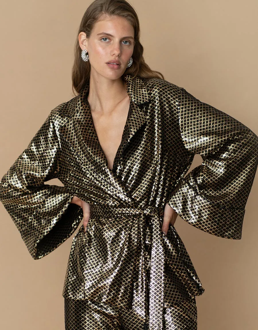 Una Sequin Jacket - Gold/Black