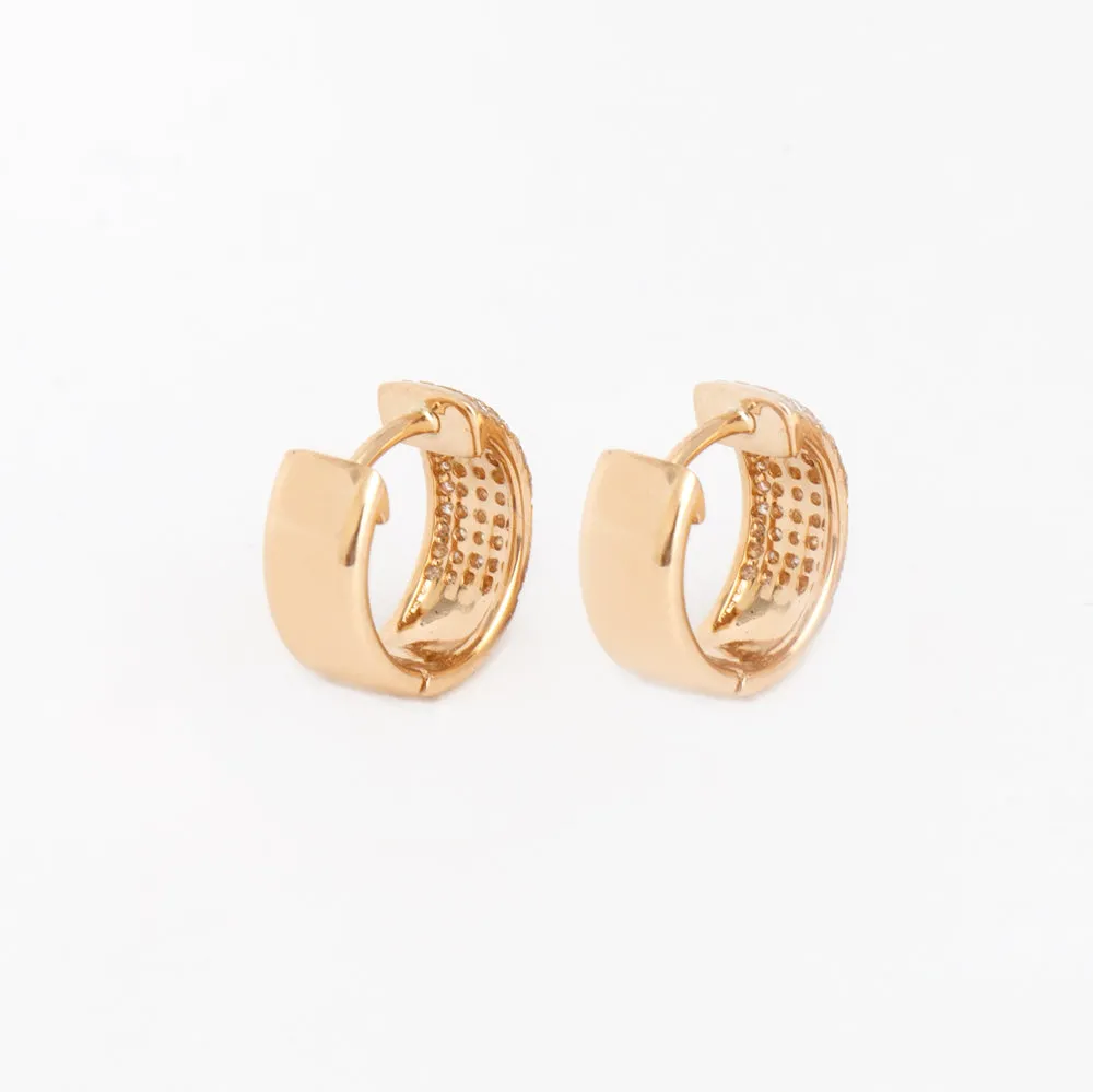 Wide Half Pavé Huggie Hoops