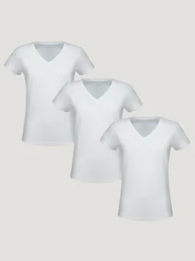 Women's All White V-Neck 3-Pack