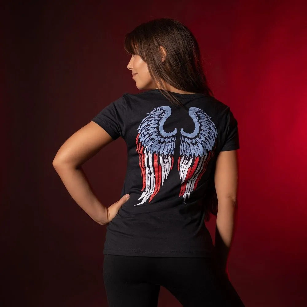 Women's Freedom Angel V-Neck - Black