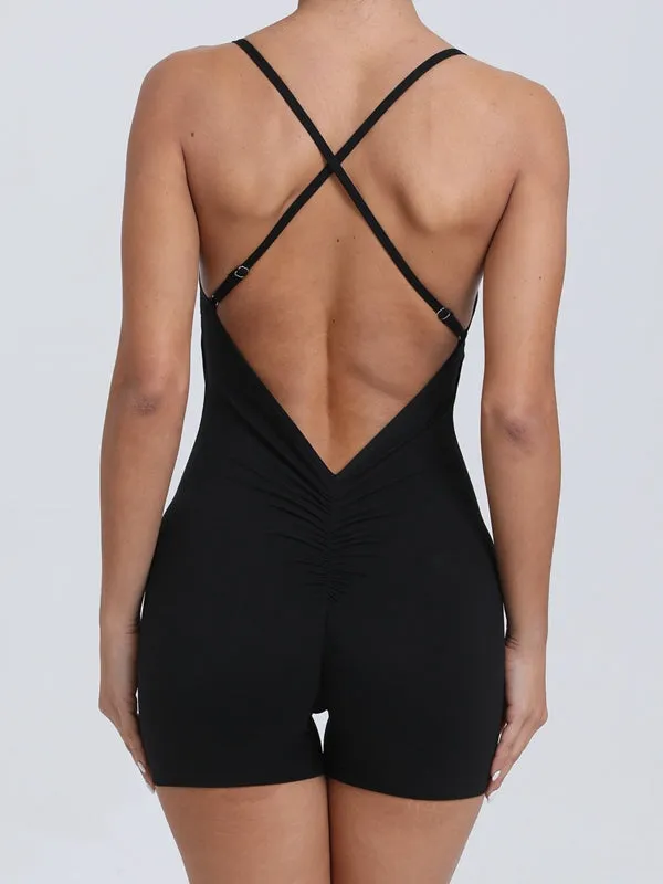 ZASUWA Female Cross Back Scrunch Bum Short Jumpsuit