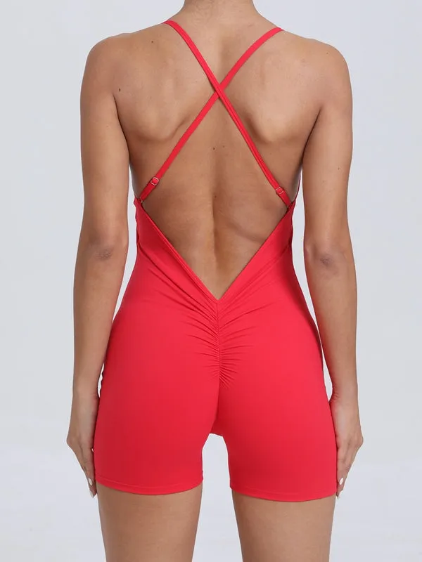 ZASUWA Female Cross Back Scrunch Bum Short Jumpsuit